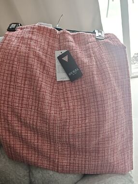 GUESS Pink Textured Grid Mini Skirt